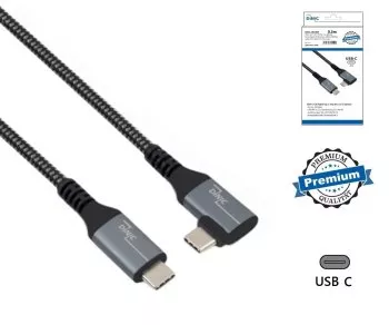 DINIC USB C 4.0-kabel, rak till 90° vinkel, PD 240W, 40Gbps, aluminiumkontakt, nylonkabel, 0,50m