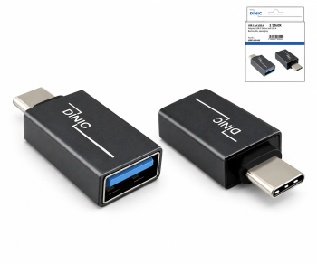 Adapter, USB C-stik til USB A-stik aluminium, space grey, DINIC-boks med eurohul