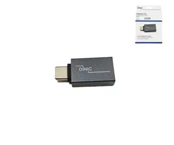 Adapter, USB C plug to USB A socket aluminium, space grey, DINIC box with Euro hole