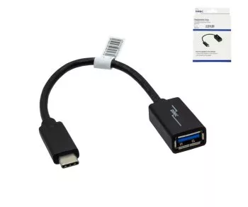 Adattatore USB-C da tipo C a presa 3,0 A, compatibile con OTG, nero, scatola DINIC con foro Euro, 0,20 m