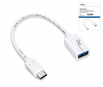 USB-C-sovitin C-tyypin 3.0 A pistorasiaan, OTG-yhteensopiva, valkoinen, 0.20 m, DINIC Box -laatikko