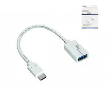 USB-C Adapter Typ C auf 3.0 A Buchse, OTG-fähig, weiß, 0,20m, DINIC Box