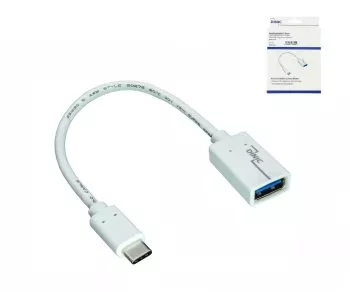 Adaptateur USB-C type C vers 3.0 A femelle, compatible OTG, blanc, 0,20m, DINIC Box