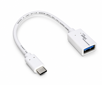 USB-C-sovitin tyyppi C 3.0 A pistorasiaan, OTG-yhteensopiva, valkoinen, 0.20m, polybag -pussi