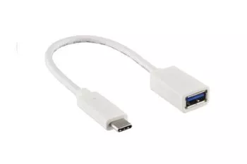USB-C Adapter Typ C auf 3.0 A Buchse, OTG-fähig, weiß, 0,20m, DINIC Box