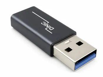 Adapter, USB A Stecker auf USB C Buchse Alu, space grau, DINIC Box