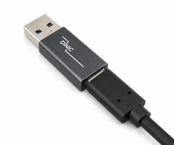 Adapter, USB A Stecker auf USB C Buchse Alu, space grau, DINIC Box