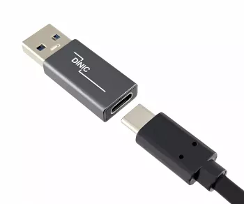 Adapter, USB A plug to USB C socket aluminium, space grey, DINIC Box