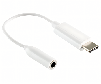 USB-C adapter to 3.5mm audio (digital), with chipset, white, DINIC box with Euro hole, length 13.5 cm