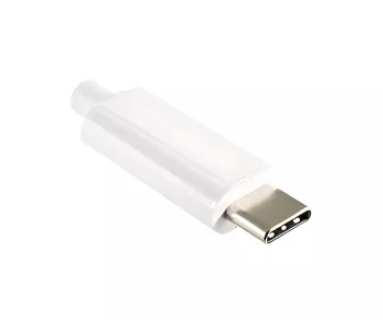 Adattatore USB-C per audio da 3,5 mm (digitale), con chipset, bianco, scatola DINIC con foro Euro, lunghezza 13,5 cm