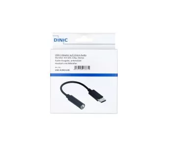 USB-C Adapter auf 3,5mm Audio (digital), weiß, mit Chipsatz, schwarz, DINIC Box