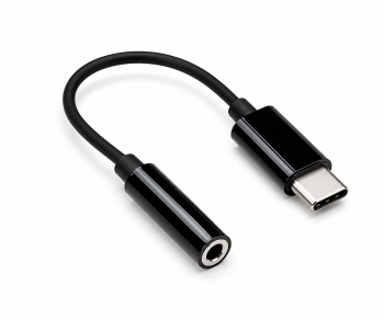 Adaptor USB-C la 3,5 mm audio (digital), cu chipset, negru, DINIC polybag, lungime 13,5 cm