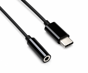 Adaptor USB-C la 3,5 mm audio (digital), cu chipset, negru, DINIC polybag, lungime 13,5 cm