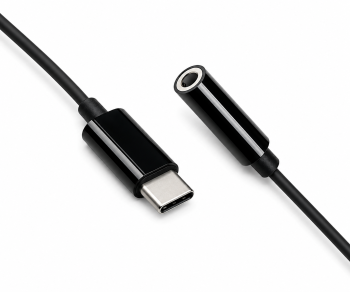 Adaptor USB-C la 3,5 mm audio (digital), cu chipset, negru, DINIC polybag, lungime 13,5 cm