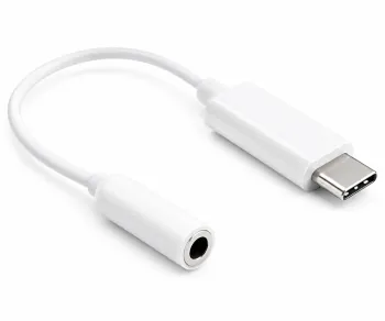 USB-C Adapter auf 3,5mm Audio (digital), mit Chipsatz, weiß, DINIC Polybag, Länge 13,5 cm