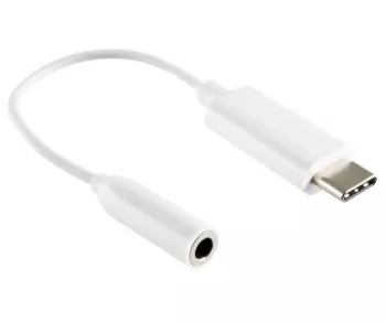 USB-C Adapter auf 3,5mm Audio (digital), weiß, mit Chipsatz, weiß, DINIC Polybag