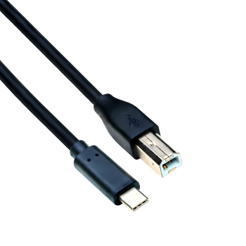 USB Kabel Typ C auf USB 2.0 B Stecker, schwarz, DINIC Polybag, 0,50m
