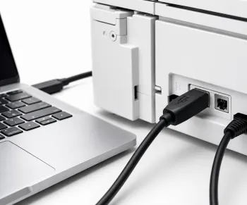 USB кабел тип C към USB 2.0 B щепсел, черен, DINIC кутия с евроотвор, 2,00 м