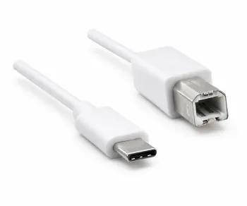 USB кабел тип C към USB 2.0 B щепсел, бял, полиетиленов плик DINIC, 2,00 м