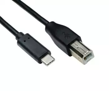 Kabel USB typ C na konektor USB 2.0 B, černý, krabička DINIC s eurootvorem, 3,00 m