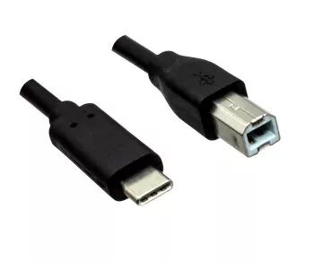 USB Cable Type C male to USB 2.0 Type B male, black, 3,00m