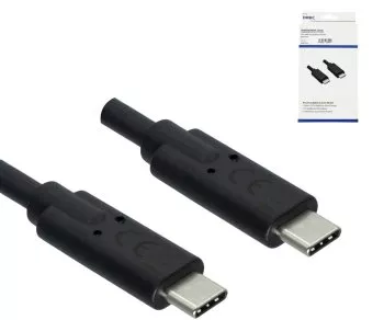 Câble de données et de charge USB 3.2, type C-C mâle, supporte une charge de 100W (20V/5A), noir, DINIC Box avec trou européen, 0,50m
