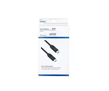 Cable USB 3.2 tipo C a conector C, hasta 20 GBit/s y carga de 100 W (20 V/5 A), negro, 0,50 m, caja DINIC (caja de cartón)