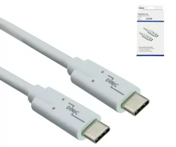 USB 3.2 cable type C-C plug, white, 0.50m, box supports 100W (20V/5A) charging, box (carton)
