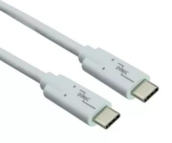 USB 3.2-kabel type C-C-stekker, wit, 0,50 m, ondersteunt opladen van 100 W (20 V/5 A), polyester zakje