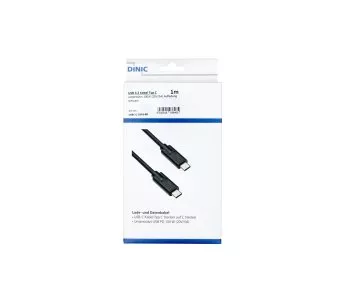 Cable USB 3.2 tipo C a conector C, hasta 20 GBit/s y carga de 100 W (20 V/5 A), negro, 1 m, caja DINIC (cartón)