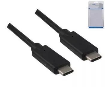 USB 3.2 Kabel Typ C auf C Stecker, bis 20 GBit/s u. 100W (20V/5A) Aufladung, schwarz, 2m, DINIC Blister