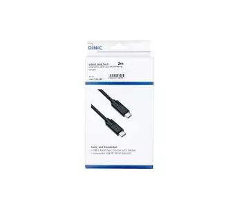 Cable USB 3.2 tipo C a conector C, hasta 20 GBit/s y carga de 100 W (20 V/5 A), negro, 2 m, caja DINIC (cartón)