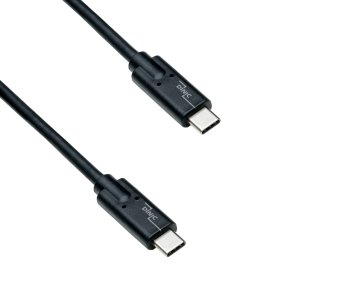 USB 3.2 cable type C to C male, supports 100W (20V/5A) charging, black, 2m, polybag
