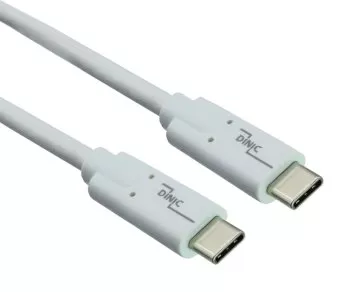 USB 3.2 cable type C-C plug, white, 2 m, supports 100W (20V/5A) charging, polybag