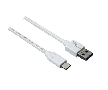 USB 3.1 Kabel Typ C - 3.0 A , weiß, 5Gbps, 3A charging, 1m, Polybag