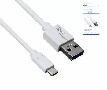 USB 3.1 cable type C - 3.0 A data and charging cable, 5Gbps, 3A charging, white, DINIC box with Euro hole, 0.5m