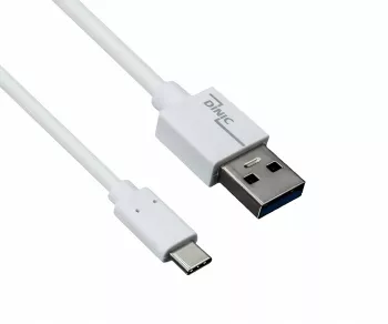 USB 3.1 Kabel Typ C - 3.0 A Daten u. Ladekabel, 5Gbps, 3A charging, weiß, DINIC Polybag, 1m