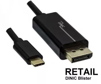 USB 3.1 cable type C male to DisplayPort male, 4K*2K@60Hz, black, length 2.00m, DINIC Blister