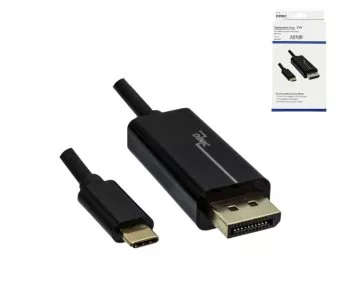 USB Type C to DisplayPort adapter cable, 2m, 4K at 60Hz, USB 3.1, male to male, black, DINIC Box