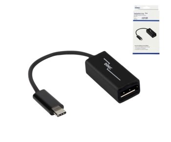 USB Typ C auf DisplayPort Adapter, 4k bei 60Hz, USB 3.1, USB Stecker auf DP Buchse, schwarz, DINIC Box mit Euroloch,