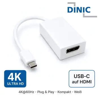 DINIC USB-C / DisplayPort-adapter V2, USB 3.1 Gen.2 Type-C-stekker naar DP-aansluiting, 4K@60Hz, wit