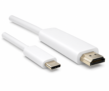 Cabo USB 3.1 com conector tipo C para conector HDMI, 4K2K a 60 Hz, HDCP, HDR, branco, caixa DINIC com orifício europeu, comprimento 1,00 m