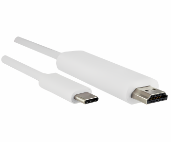 Cabo USB 3.1 tipo ficha C para ficha HDMI, 4K2K@60Hz, HDCP, HDR, branco, caixa DINIC com orifício europeu, comprimento 1,00m