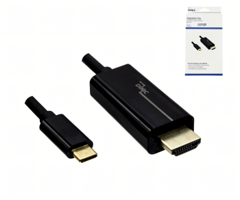 USB 3.1 Kabel Typ C Stecker auf HDMI, 4K2K@60Hz, HDCP, HDR, DP-ALT, schwarz, 2,00m, DINIC Box mit Euroloch