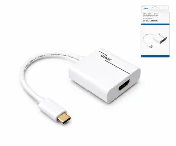 Adapter USB typu C do gniazda HDMI, 4K*2K@60Hz, HDR, biały, DINIC box z otworem Euro