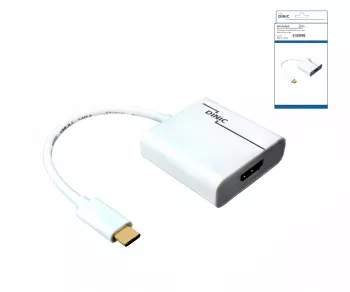 Adattatore da spina USB tipo C a presa HDMI, 4K*2K@60Hz, HDR, bianco, scatola DINIC con foro Euro