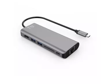 USB-C na 2x USB 3.0, HDMI, RJ45, SD, USB-C čtečka karet SD, 1x USB-C Data + PD 100W