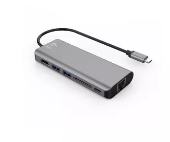 USB-C to 2xUSB 3.0, RJ45, HDMI, SD, USBC, Polybag SD Card-Reader, 1x USB-C Data + PD 100W