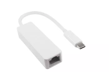 Adapter USB C male to RJ45 Gbit LAN female, white, 0,20m
