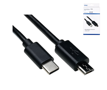 USB 3.1-kabel typ C - micro B, svart, DINIC-låda med eurohål, 0,50 m